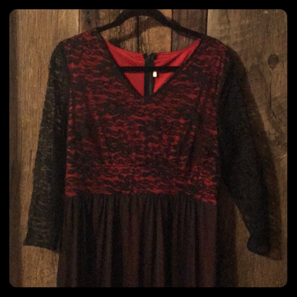 Red/Black mud length dress